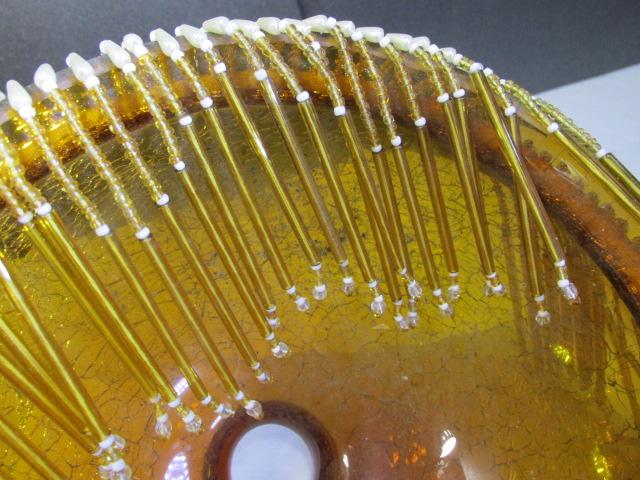 ☆ 時代レトロ ガラスランプ 茶褐色 電気傘 (未使用) 西洋ガラス 照